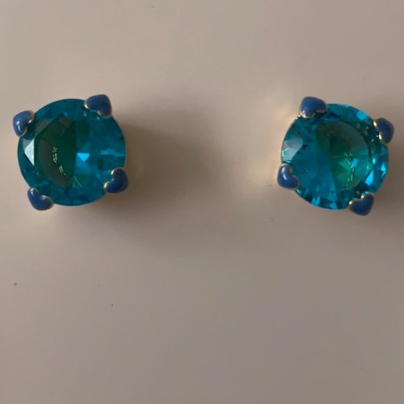 KATE SPADE Heart Stud Earrings Lt Sapphire/Gold - Picture 2 of 2